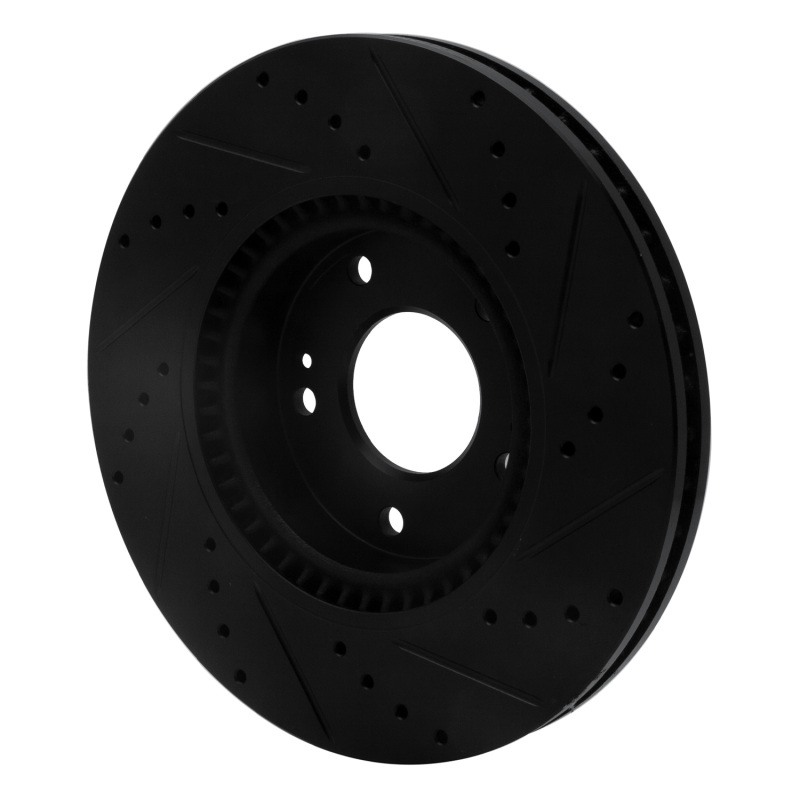 Hyundai CRETA Brake Rotor (1) - Front Left - R1 Concepts - Drilled & Slotted - Black - `05-`24